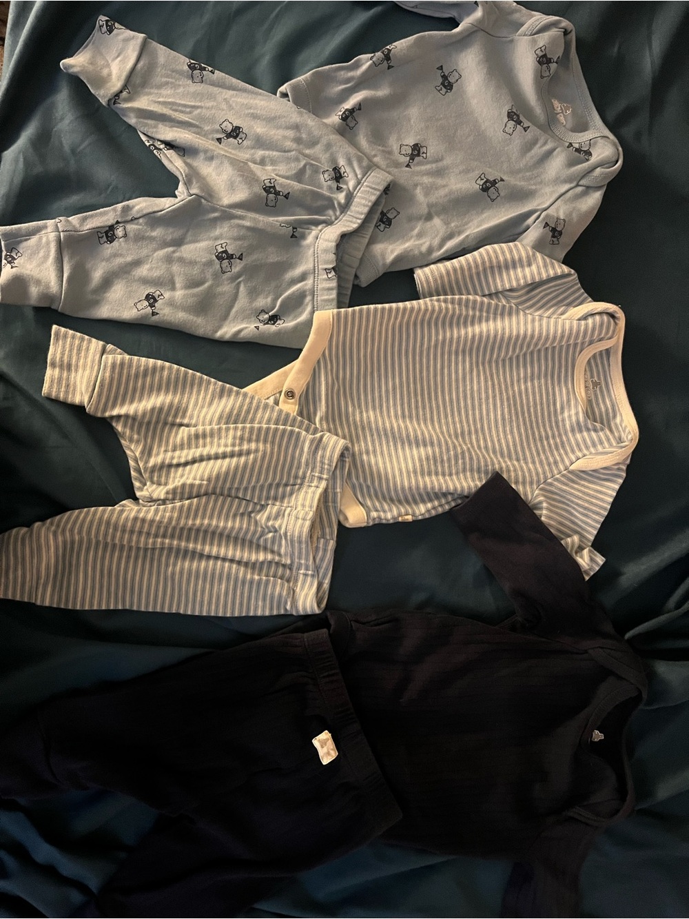 GAP Baby Three-Pack Long-Sleeve Bodysuits & Pants - Light Blue, Navy, Striped